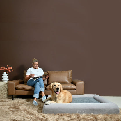 Kangaroo Bed orthopaedic dog bed in Pebble colour with waterproof liner